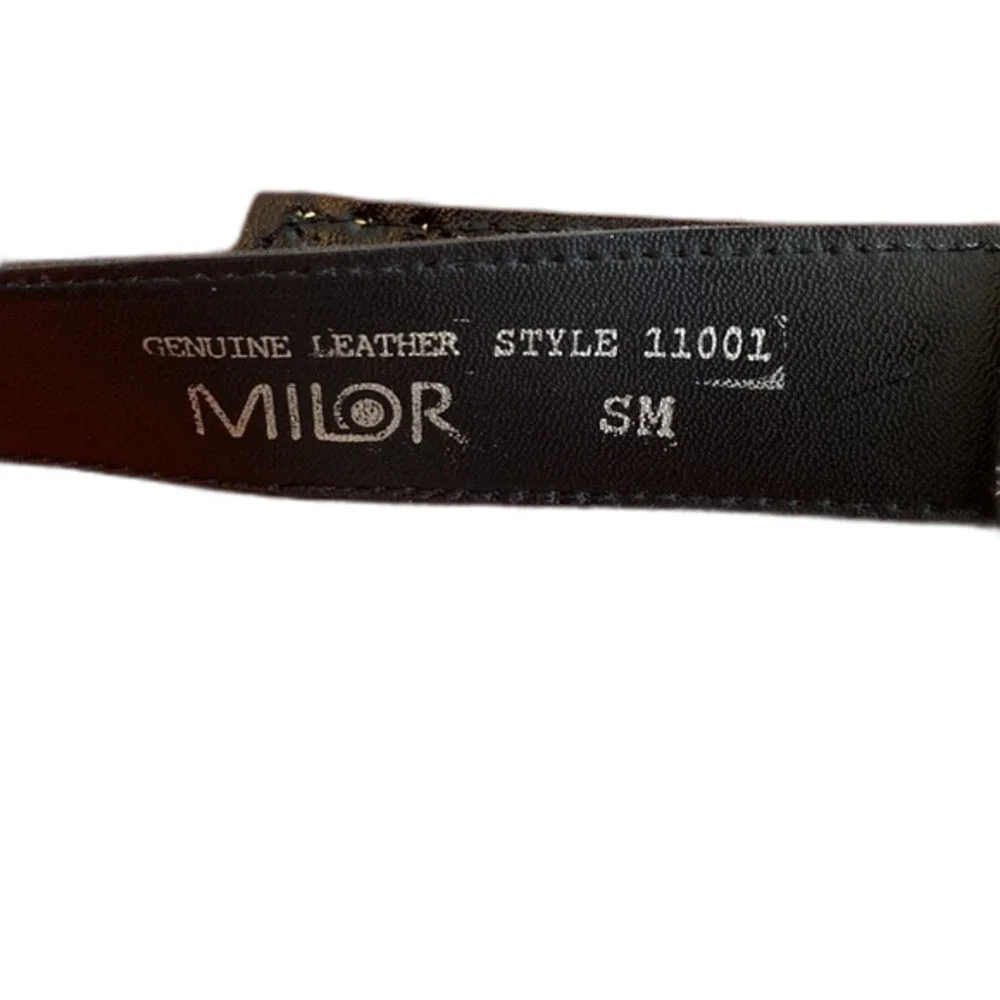 Vintage Milor Leather belt with gold embellishment.